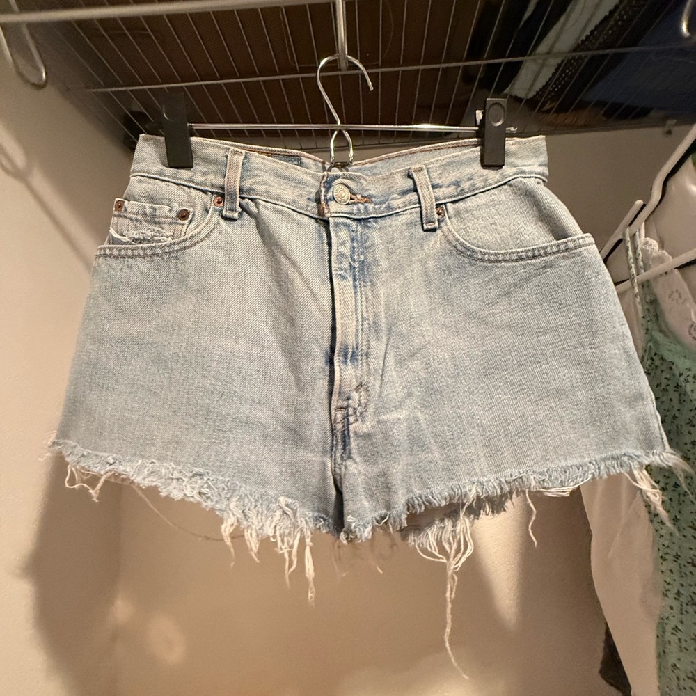 Levi's Blue Jean Shorts High-Waisted Distressed